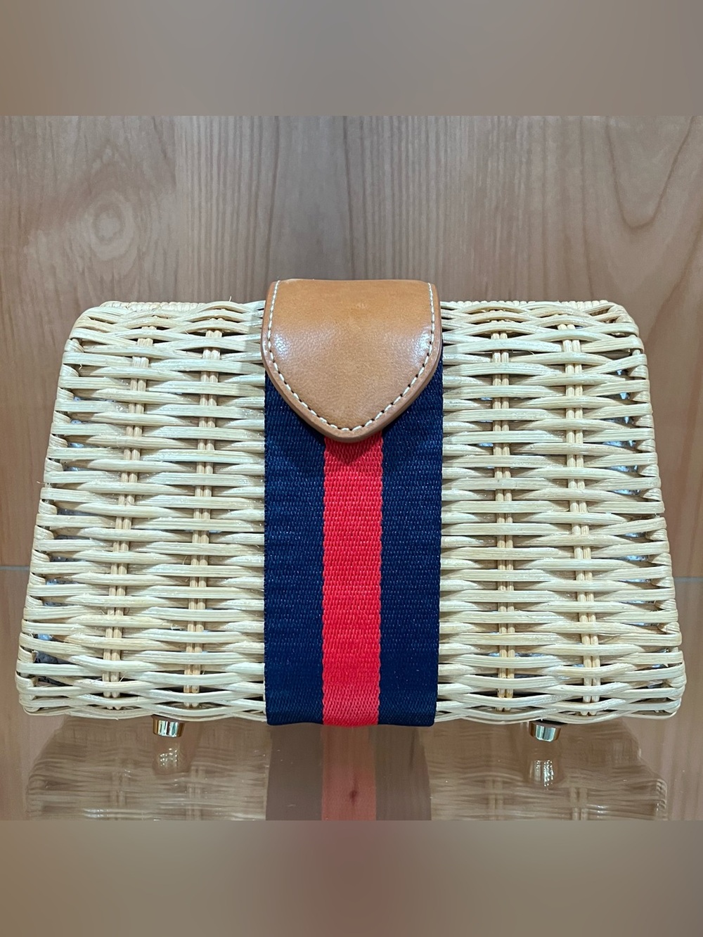 J. McLaughlin Wicker Olivia Clutch Natural Stripe - Picture 4 of 17